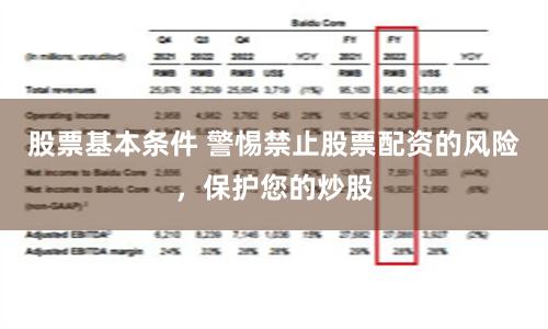 股票基本条件 警惕禁止股票配资的风险，保护您的炒股